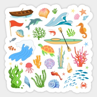 sea shell fish ocean creature pattern Sticker